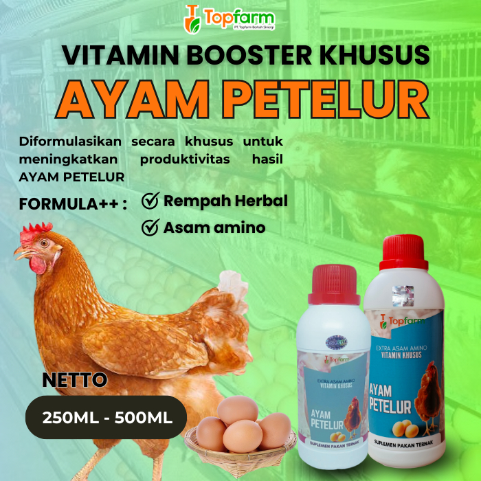 Vitamin Booster Ayam Petelur 250ML-500ML/ Vitamin Produktifitas Ayam Petelur/ Vitamin Ayam Petelur/ 