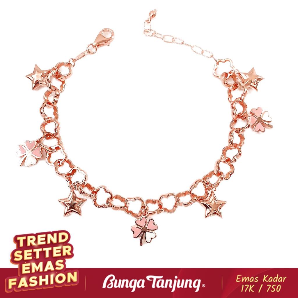 GELANG CLOVER RUMBAI BINTANG - EMAS 17K - BUNGA TANJUNG GOLD