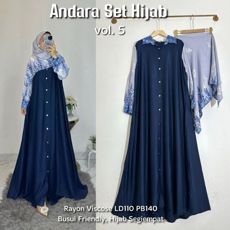 ANDARA SET HIJAB | GAMIS SET HIJAB MOTIF BATIK MODERN TERLARIS