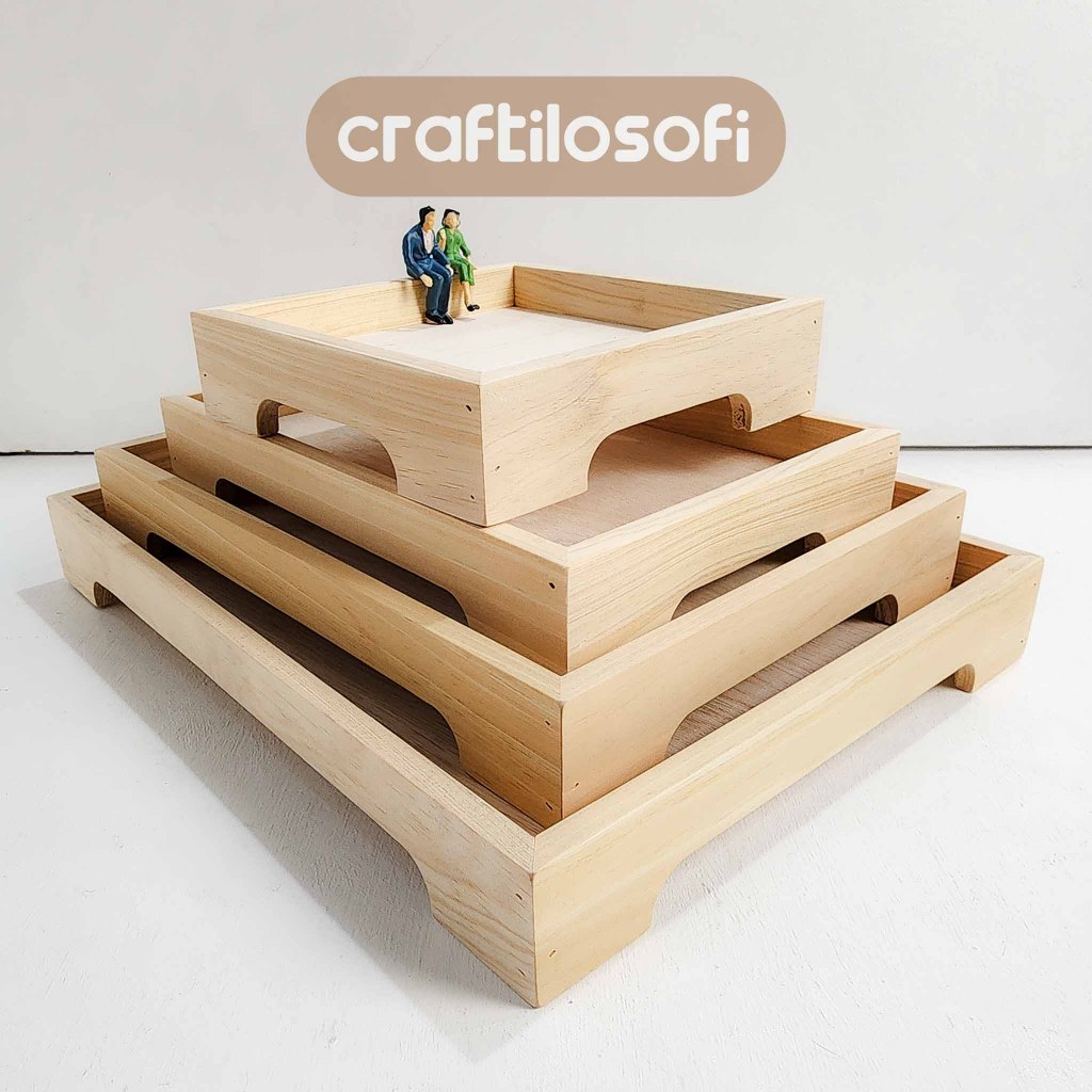 Nampan Kayu Kaki NKK Hidden Seserahan | Kotak Hantaran | Wooden Tray | Seserahan