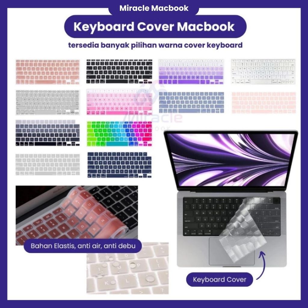 Silicone Keyboard Cover Protector Keyboard COVER PROTECTOR MACBOOK COLOURFUL NEO AIR PRO M1 M2 M3 M5
