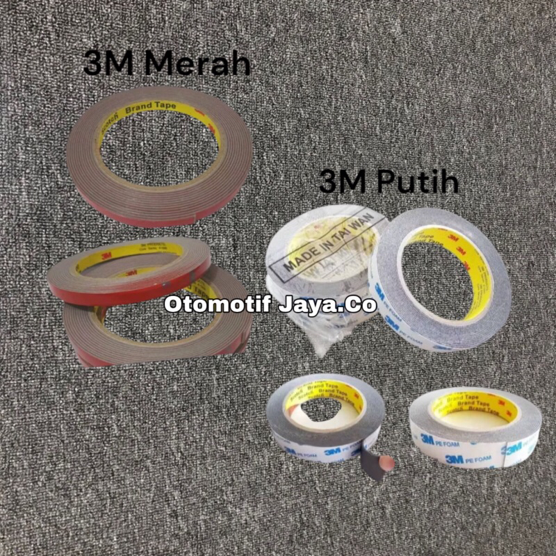 Double tape 3M merah putih original lem perekat variasi mobil lem isolasi bolak balik 3m putih merah