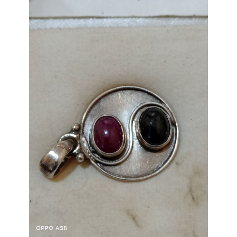 liontin kalung batu blue safir dan Rubi asli