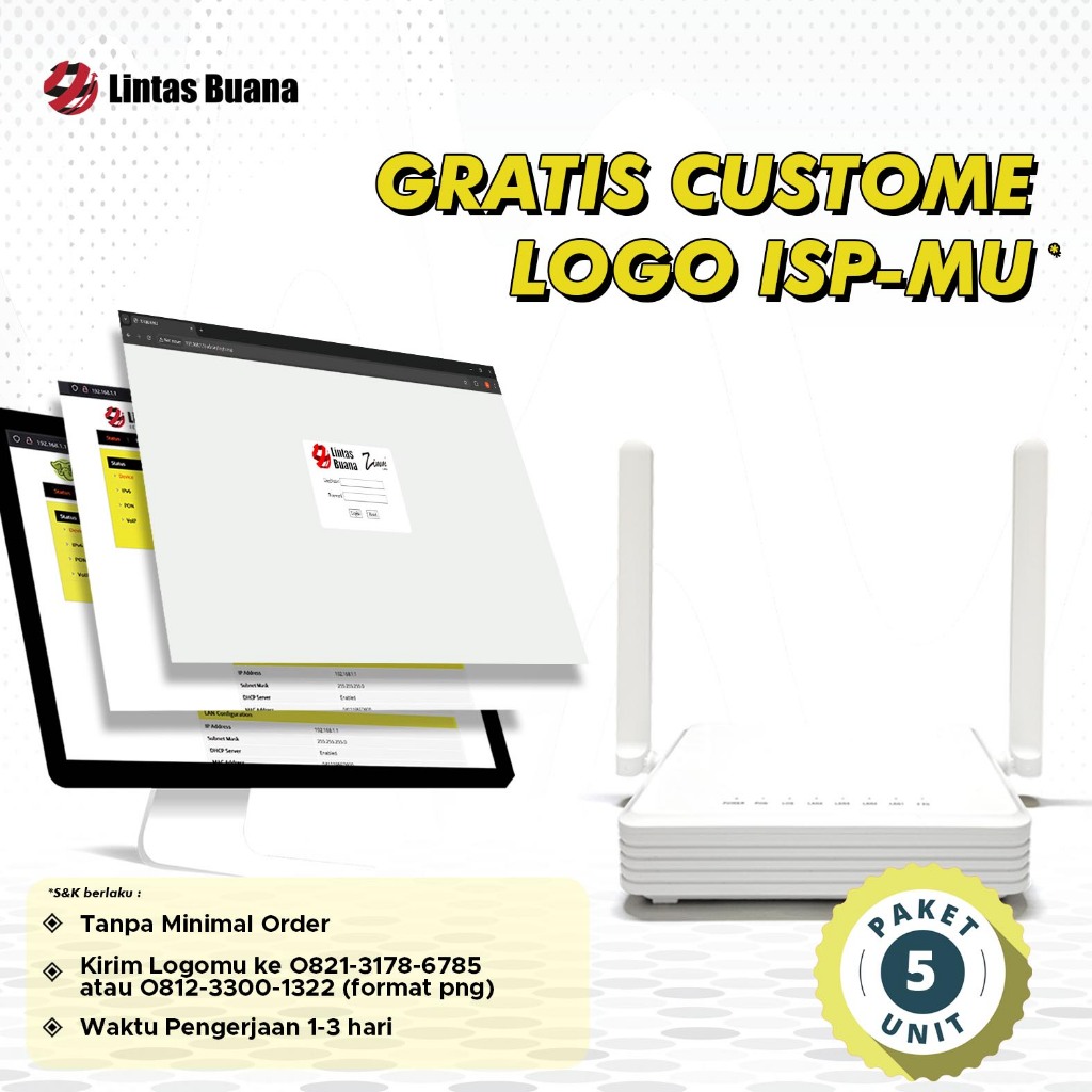 ZIMMLINK XPON ONU ZL-2113X Support EPON & GPON ONT 1GE 3FE 2,4G Wifi PAKET 5 UNIT