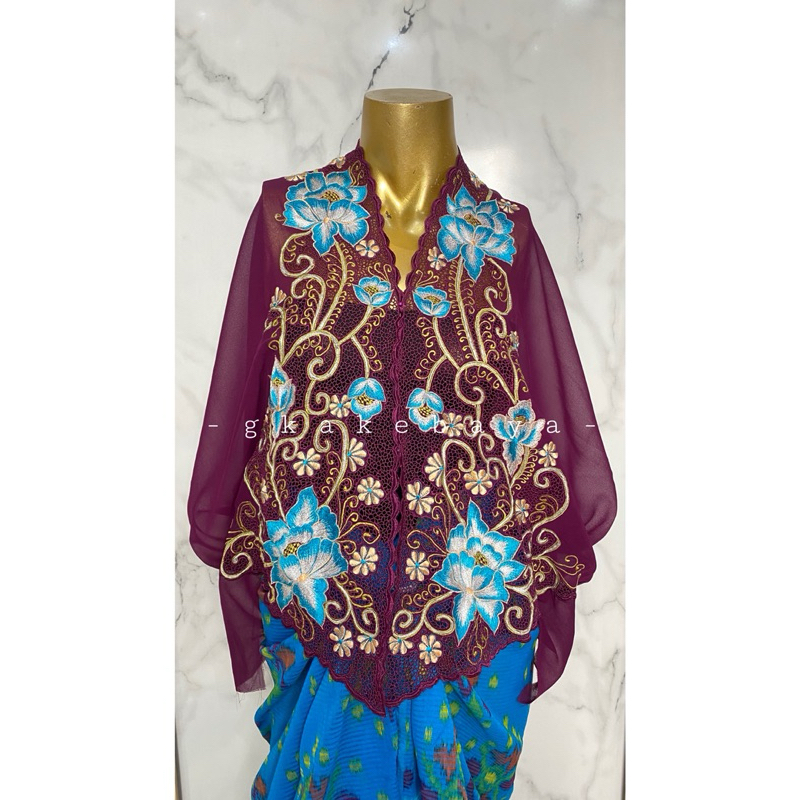 KEBAYA BORDIR BUNGA UNGU/ KAIN KEBAYA /KAIN BALI