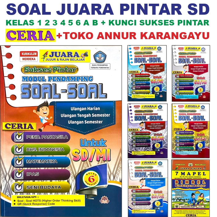 Cenur Buku Soal Juara Pintar Sd Ceria + Kunci Ulangan Kelas 1 2 3 4 5 6 Kurikulum Merdeka Lks Modul 