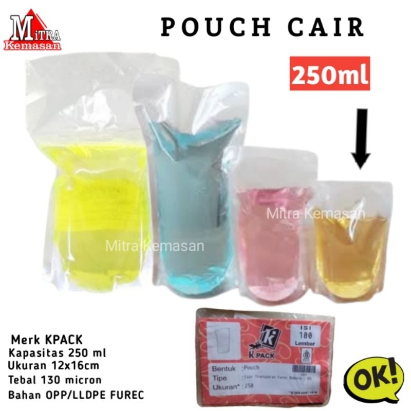 KPACK 250ML STANDING POUCH CAIR 250 KEMASAN PLASTIK BENING TRANSPARAN CAIRAN MINYAK GORENG MINUMAN I