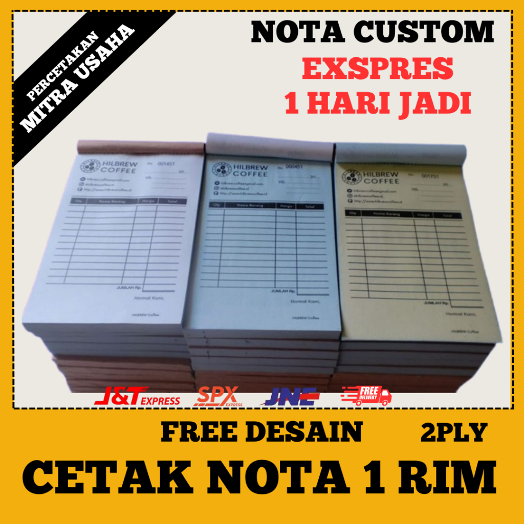 

NOTA CUSTOME FREE DESAIN MURAH 2 PLY 1 RIM (1 HARI JADI)