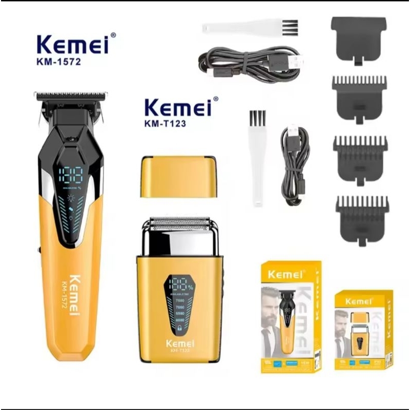 trimmer kemei terbaik 1572 paket kemei detailer shaver cukur kumis jenggot bagus kemei km t-123