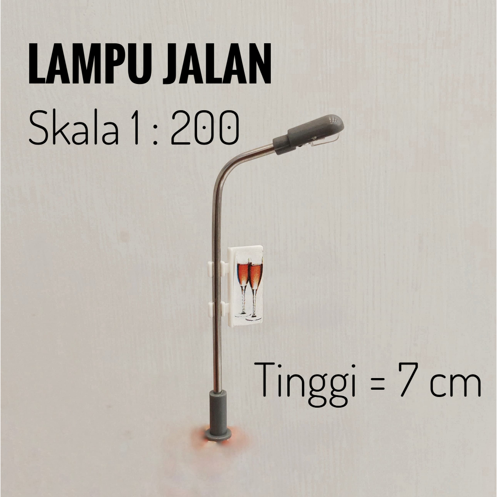 Miniatur Lampu Jalan Besi Single Nyala | Bahan Maket