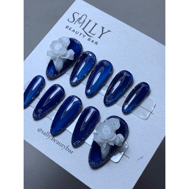 NAVY ROSE NAIL  | PRESS ON NAILS  | SALLY NAIL ART | WEDDING NAIL | ENGAGEMENT NAIL | GRADUATION NAI