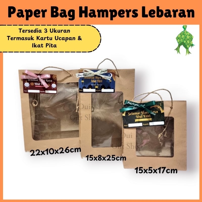 

Paper Bag Kado Termasuk Kartu dan Ikat Pita / Paper Bag Parcel Lebaran / Tas Kado Lebaran / Tas Kado Mika Transparan / Paper Bag Hampers Lebaran