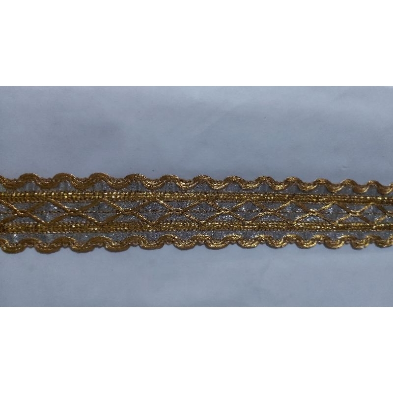 renda india benang emas silver silang