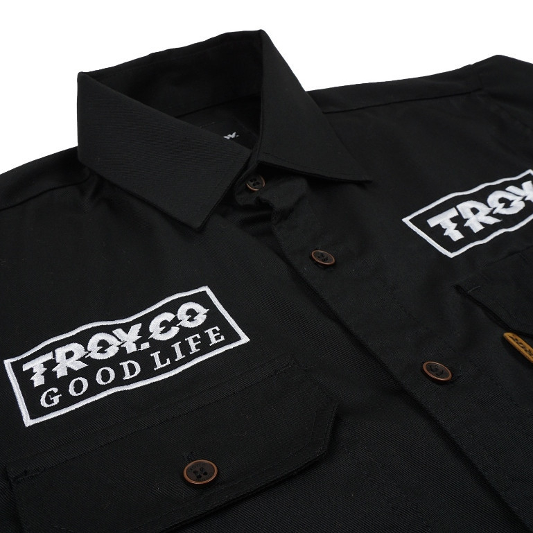 Troy Company Workshirt Workwear Engineers Black Owl - Kemeja Kerja Work Shirt Hitam WSD 2569