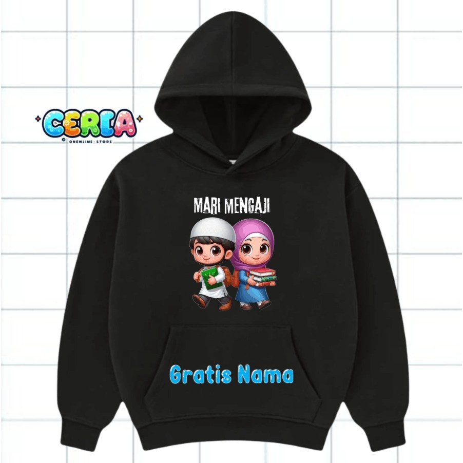Jaket Hoodie Anak Sweater Hoodie Anak Muslim Islami Mari Mengaji Hoodie Anak LakiLaki Perempuan Lucu