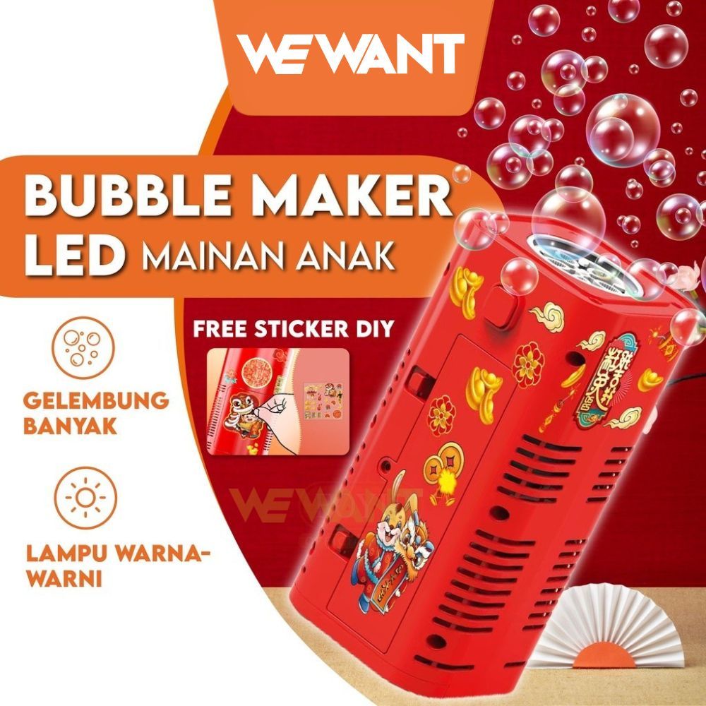 Mainan Gelembung Sabun Otomatis Mesin Elektrik Bubble Air Maker Speaker LED