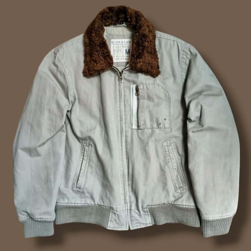 Giordano Canvas Deck Jacket - Jaket Pria Unisex Army Military Tebal Branded Second