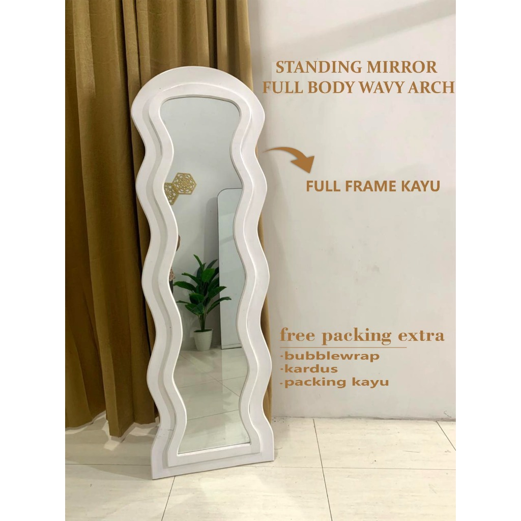 WAVE MIRROR KAYU OVAL arch standing mirror aesthetic wave mirror kayu standing mirror kayu full body