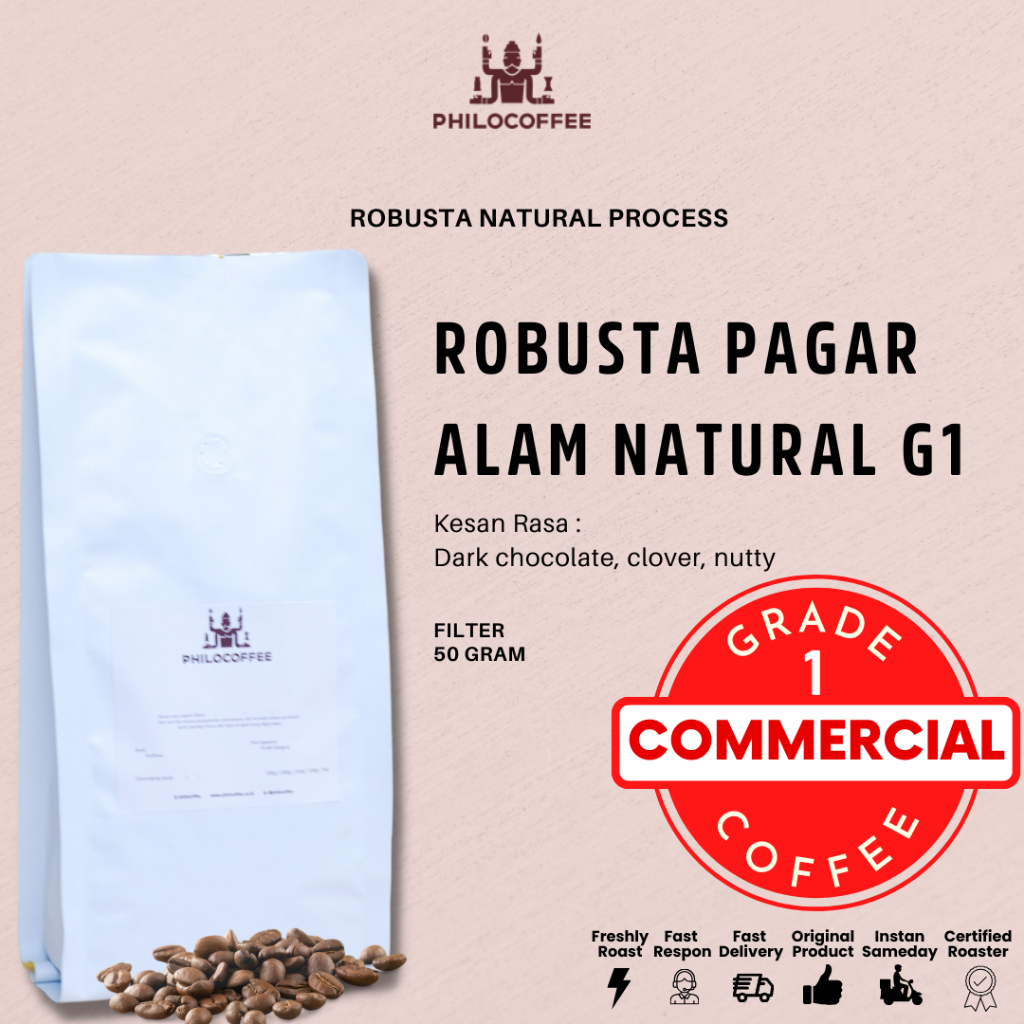 

Kopi Robusta Pagar Alam Natural G1 | Kopi Robusta | Robusta Coffee - 50gr, Biji Kopi