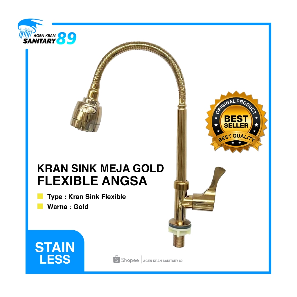 KRAN WASTAFEL CUCI PIRING/KRAN AIR/WASTAFEL CUCI PIRING STAINLESS/KRAN SINK MEJA GOLD STAINLESS/KRAN