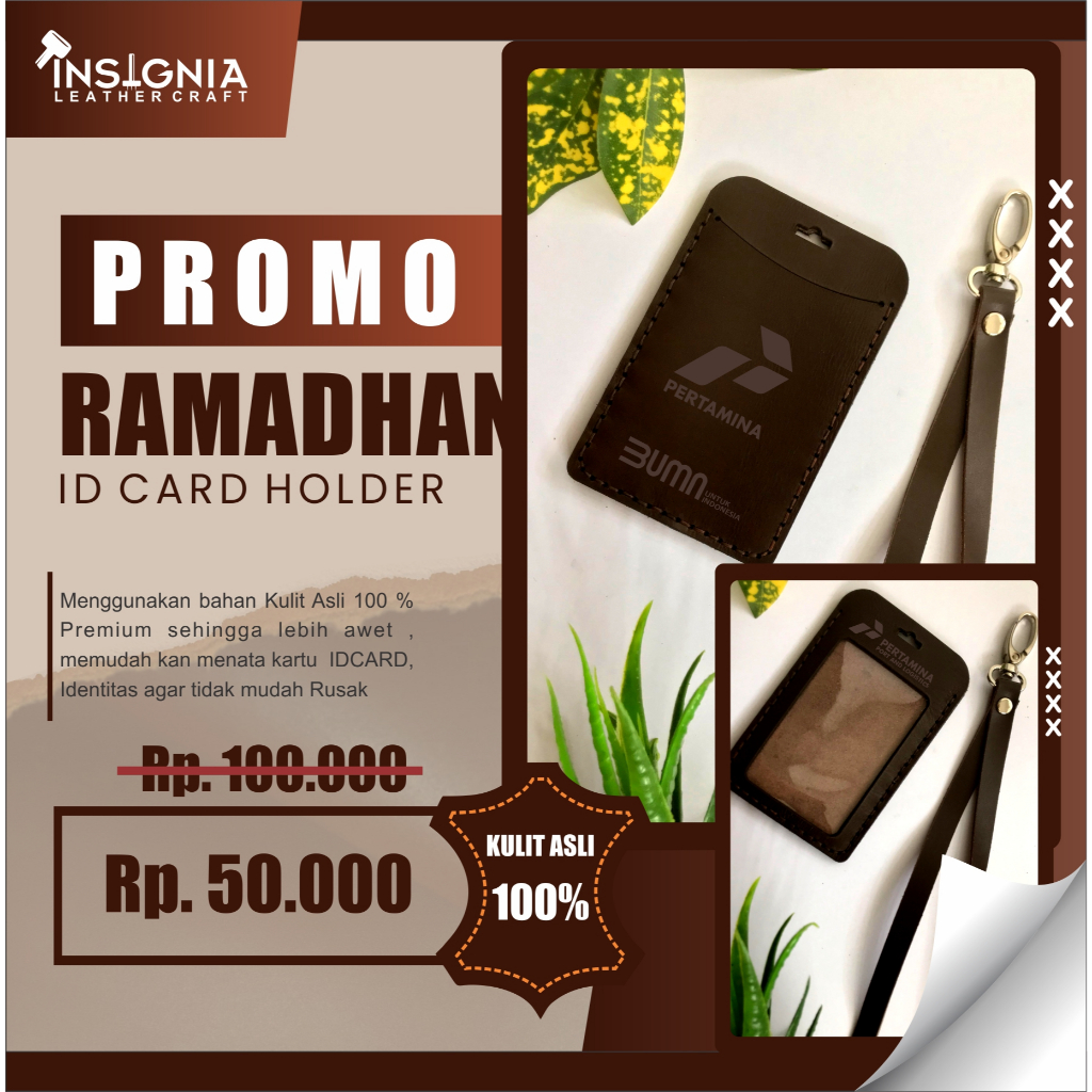 

ID CARD HOLDER PROMO KULIT ASLI 100% CUSTOM LOGO & NAMA