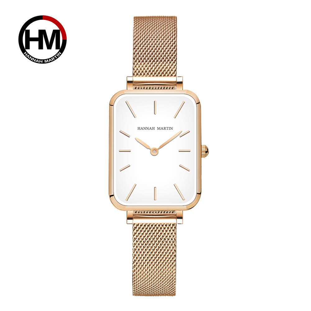 Jam Tangan Analog Wanita Hannah Martin HM1241 Stainless Steel Mesh Water Resist Original + Free Box