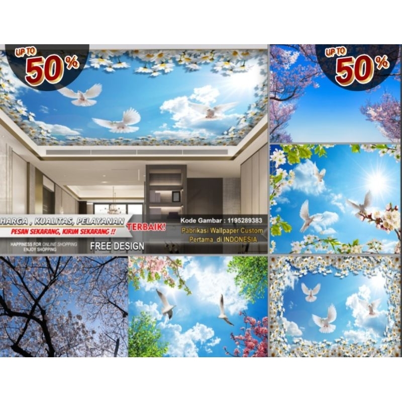 Wallpaper Dinding Custom 3D Tema Sky | Wallpaper Sky | Wallpaper Langit | Wallpaper Tema Birds | Wal