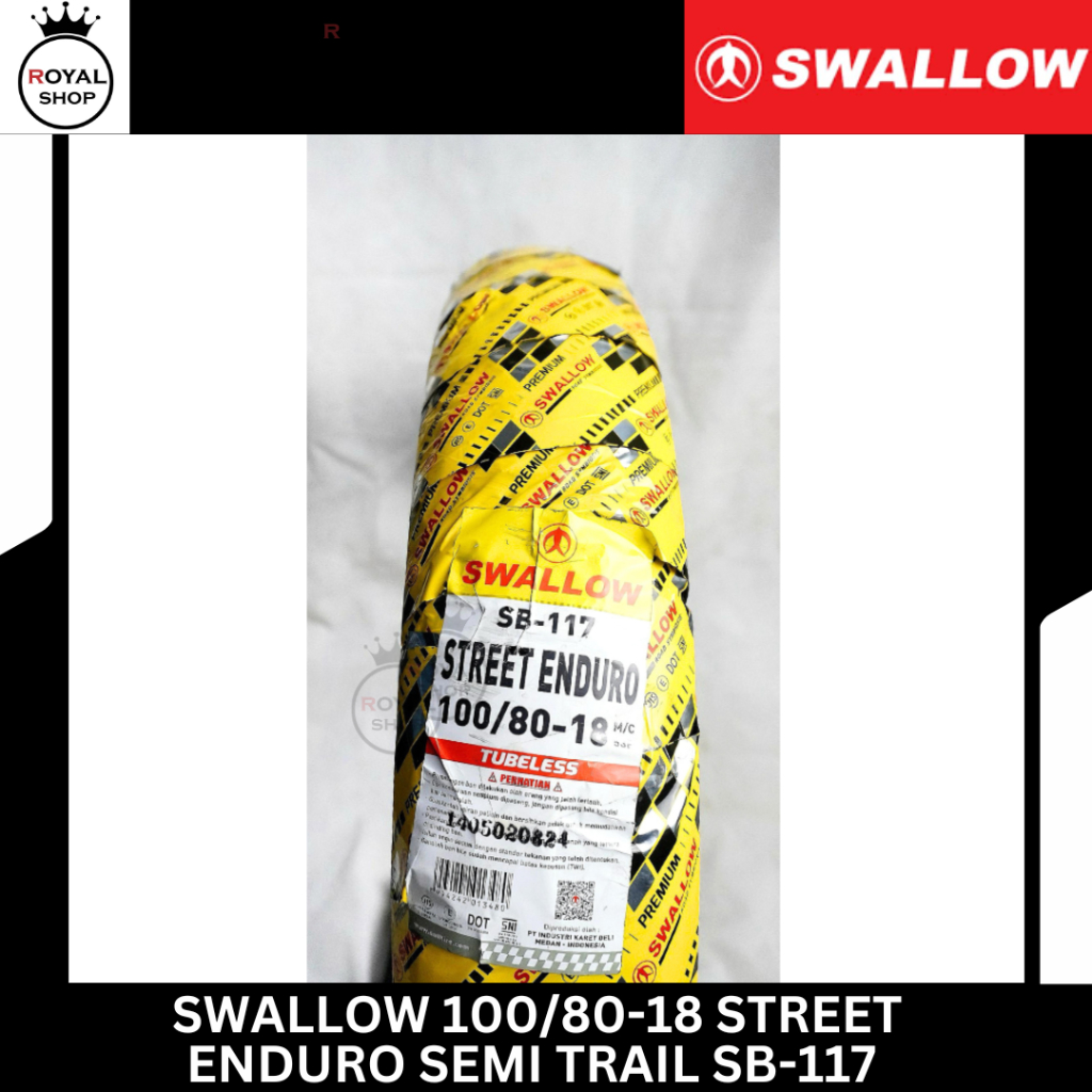 Ban Tubeless Swallow 100/80-18 Street Enduro Semi Trail SB-117 Ring 18