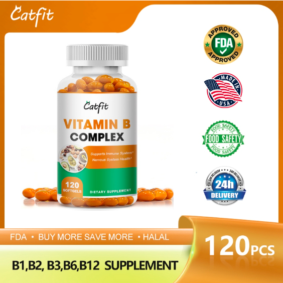Catfit Vitamin B Complex( B1,B2, B3,B6,B12)1000mg Supplement 120PCS