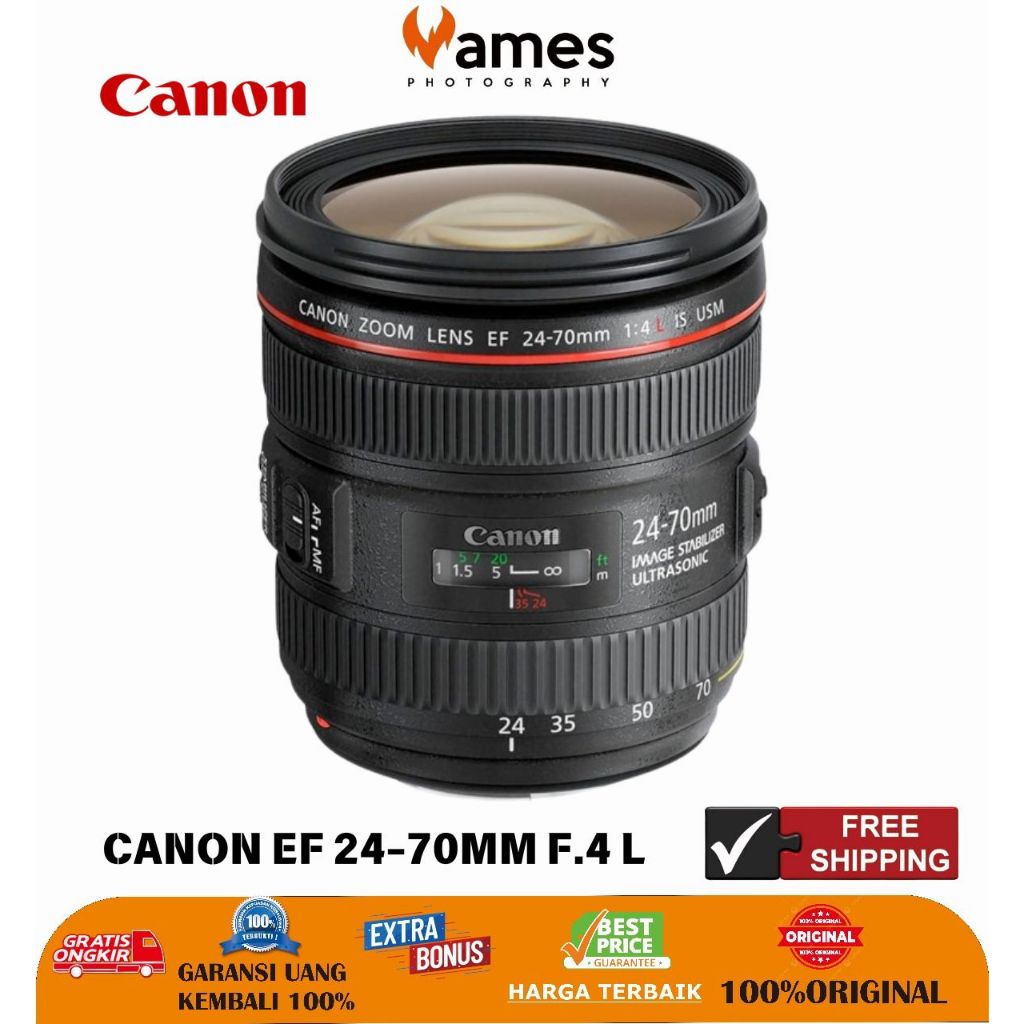 Lensa CANON 24-70mm F4 L IS USM Ultrasonic Lensa DSLR Fullframe Bergaransi