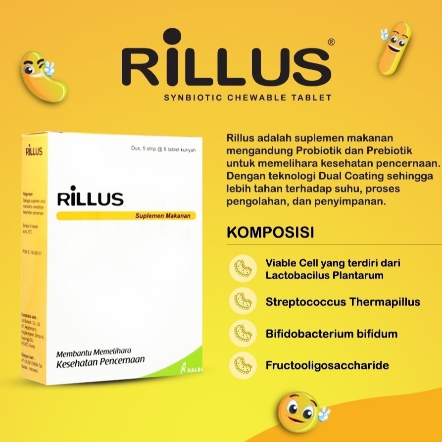 Rillus 30 Tablet Kunyah Probiotik dan Prebiotik