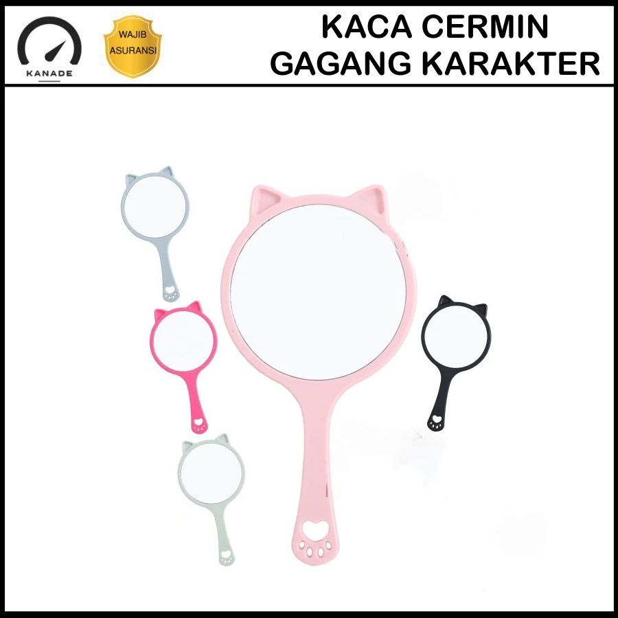 Cermin Kaca Genggam / Cermin Make Up / Beauty Mirror / Kaca Rias MakeUp / Kaca Makeup / Kaca Gagang 