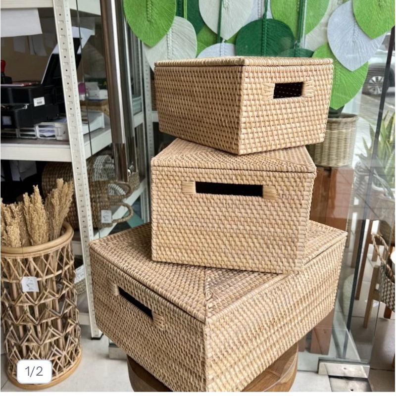 Keranjang Tutup Rotan / Kotak Rotan Tutup / Keranjang Rotan Tutup KTR01