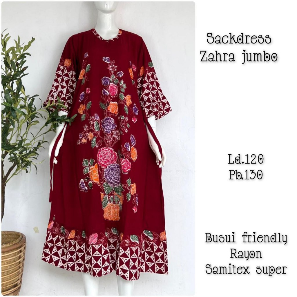 Sackdress Zahra Jumbo Bunga Batik Cap