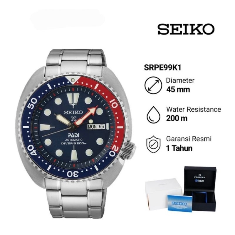 Seiko Prospex SRPE99K1 Padi Turtle Automatic Jam Tangan Pria Original