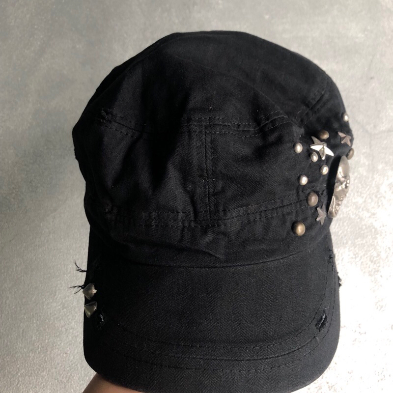 Gothic Skull Studded Hat Distressed Japanese Style