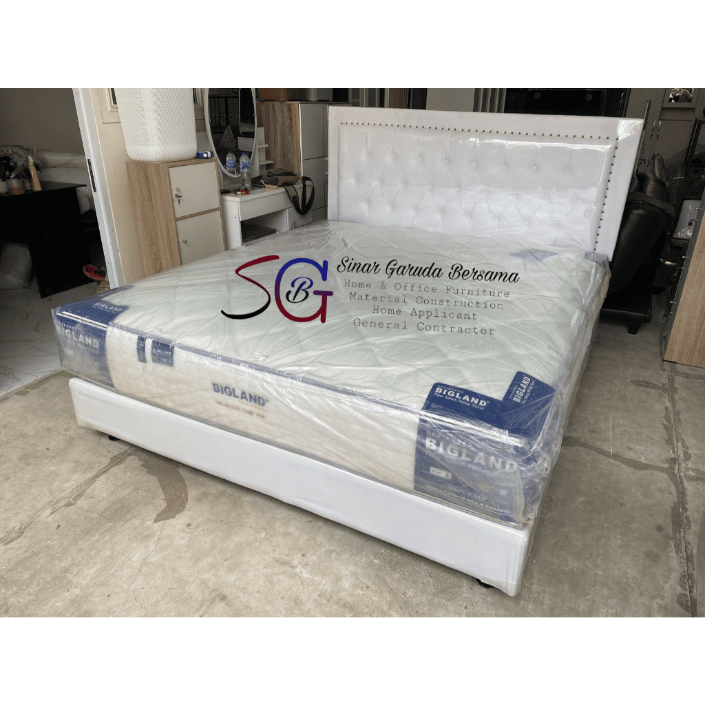 BIGLAND KASUR SPRING BED PLATINUM / KASUR PER MERK BIGLAND WARNA PUTIH