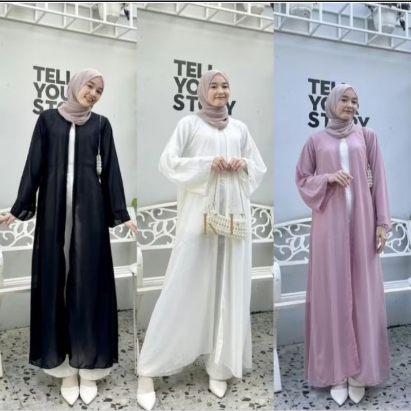 Abaya Outer Aisha basic Turki Gamis Outer Anggun Ceruty Hijabers kekinian