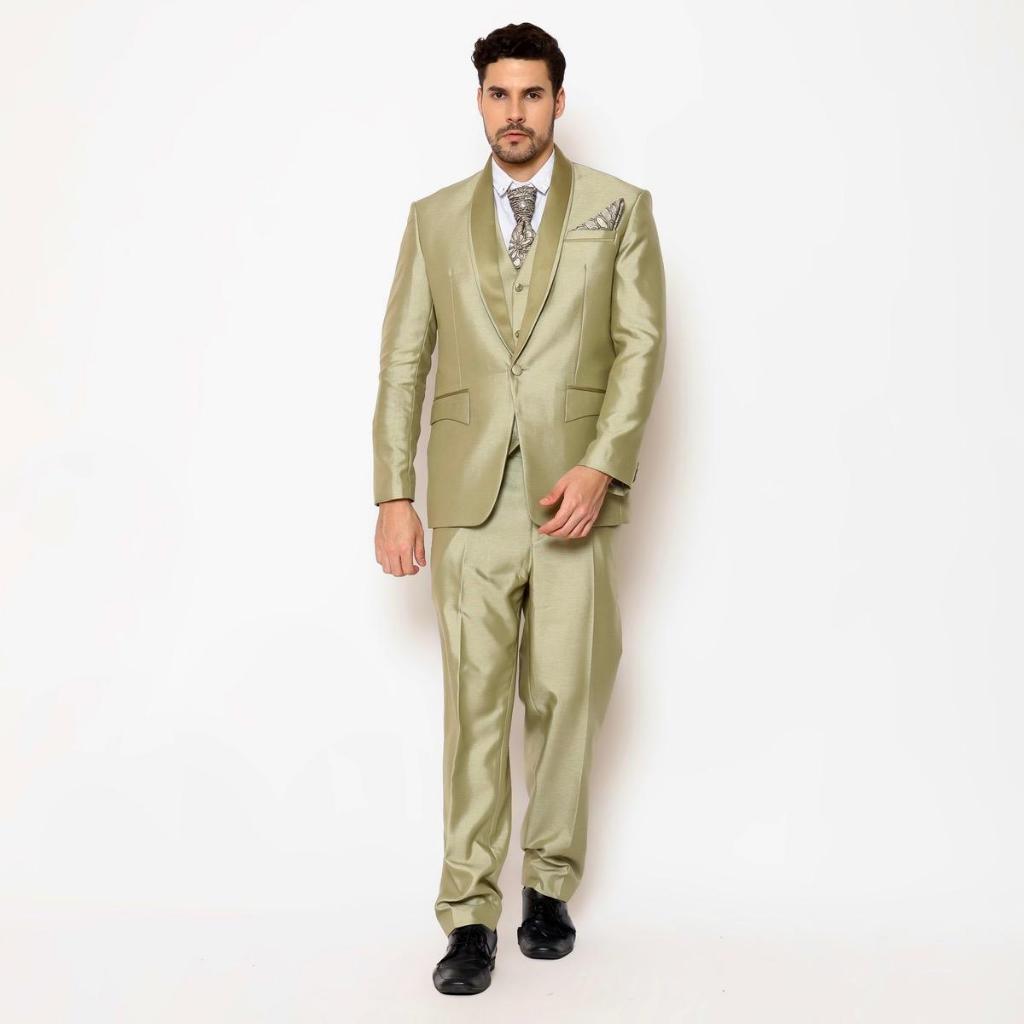 SEWA Full Set Jas Pria Semi Wool  Jas Pengantin Formal Sage Tua - YUNG