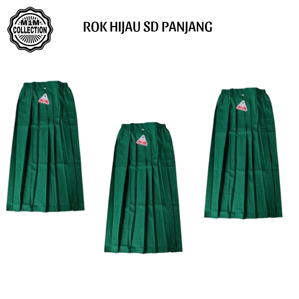 Rok Hijau Madrasah Mi Rok Seragam Sekolah Anak Perempuan Panjang Usia 7-12 Tahun Model Full Rempel B