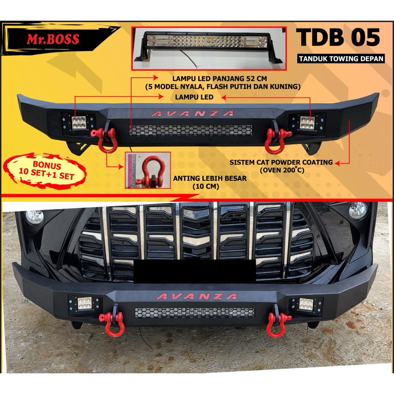 Tanduk Depan Besi Pengaman Bumper Depan Model Custom Emboss Innova, Fortuner, Rush, Terios, Avanza, 