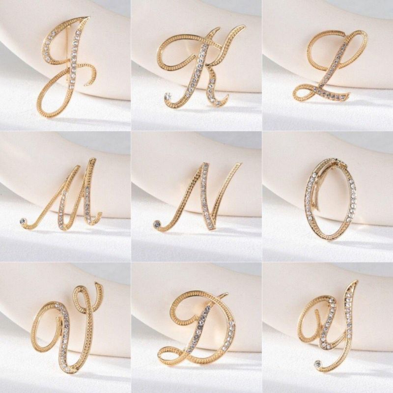 Bros Huruf | Bros Abjad | Bros Alfabet | Bross Inisial Gold Emas Mewah Hijab