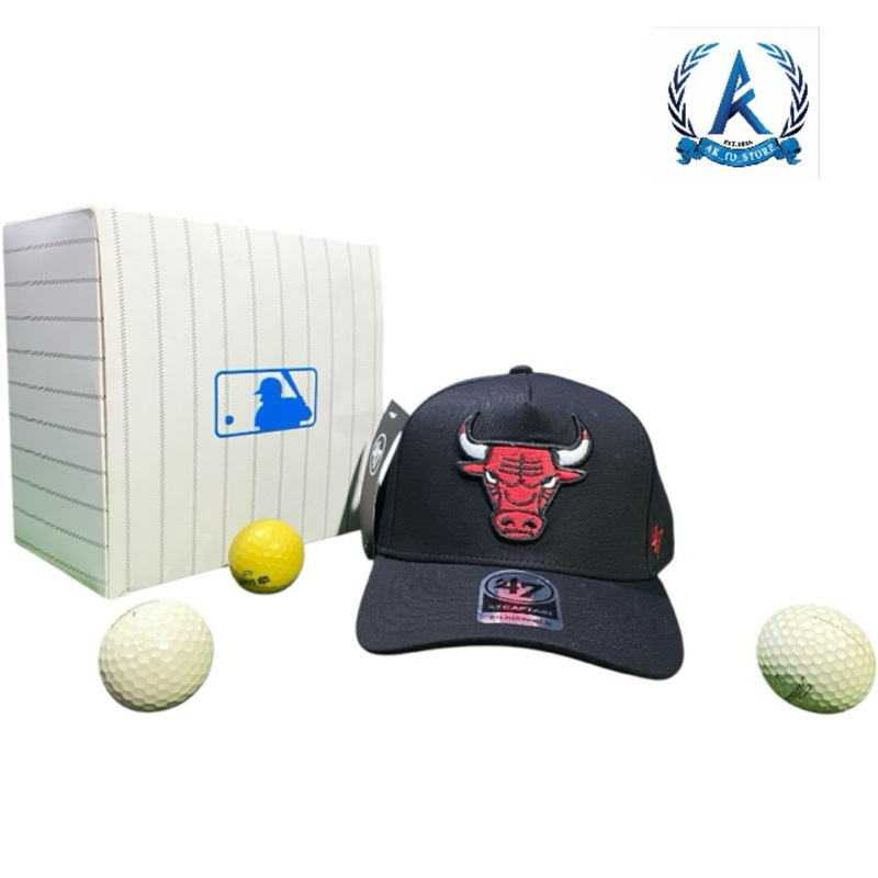 Topi SnapBack BaseBall Logo Bulls Merah WarnaBahan Hitam Katun Murah Berkualitas Tag MLB/NewEra Prem