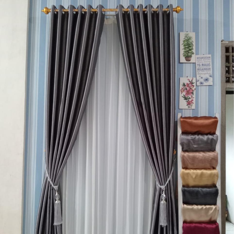 Paket Hemat 2 Gorden Polos SA13 dan Ponian  (2 Lembar Gorden SA13 + 1 Lembar Ponian) Gorden Polos Me