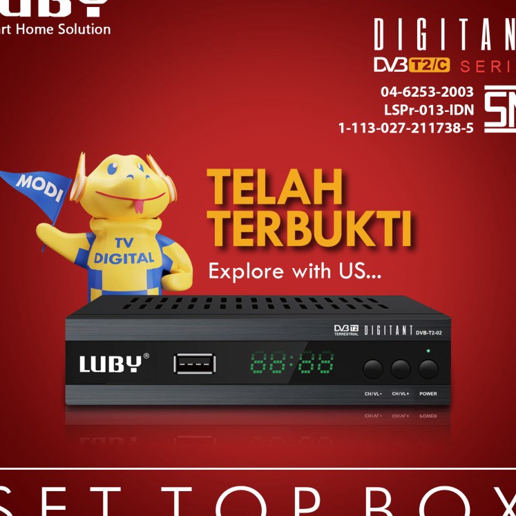 Terbatas Set Top Box TV Analog ke Dital Luby Tabung LCD LED Reciever DVB T2 2 Penerima Siaran STB T2
