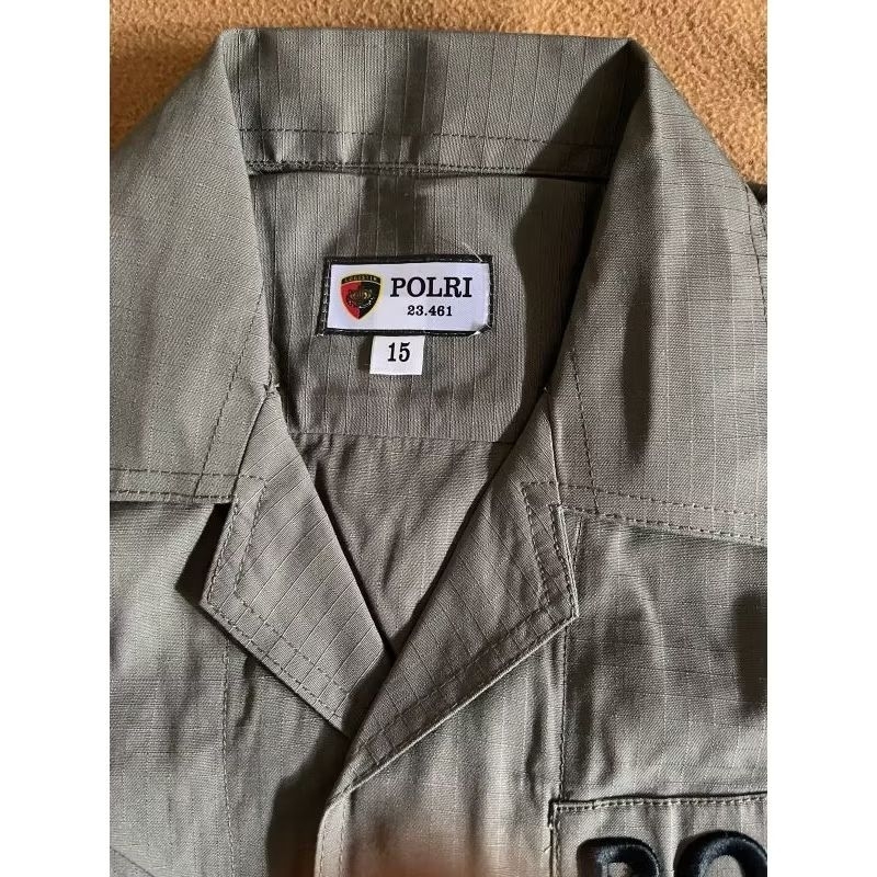 Baju saja PDL Hijau Tactikal jatah Brimob Polri bahan kotak kotak