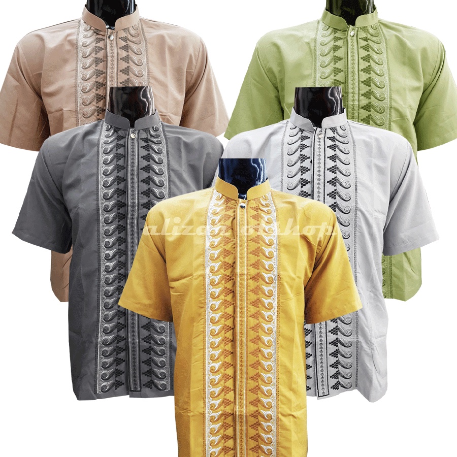 Baju Koko Bordir Pria Baju Koko Muslim Dewasa Koko Bordir Pria Lengan Pendek