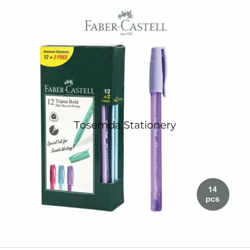 

Pulpen Tripen Bold Faber Castell Black Ink ( Beli 1 Lusin free 2 Pcs ) - Barrel Reguller