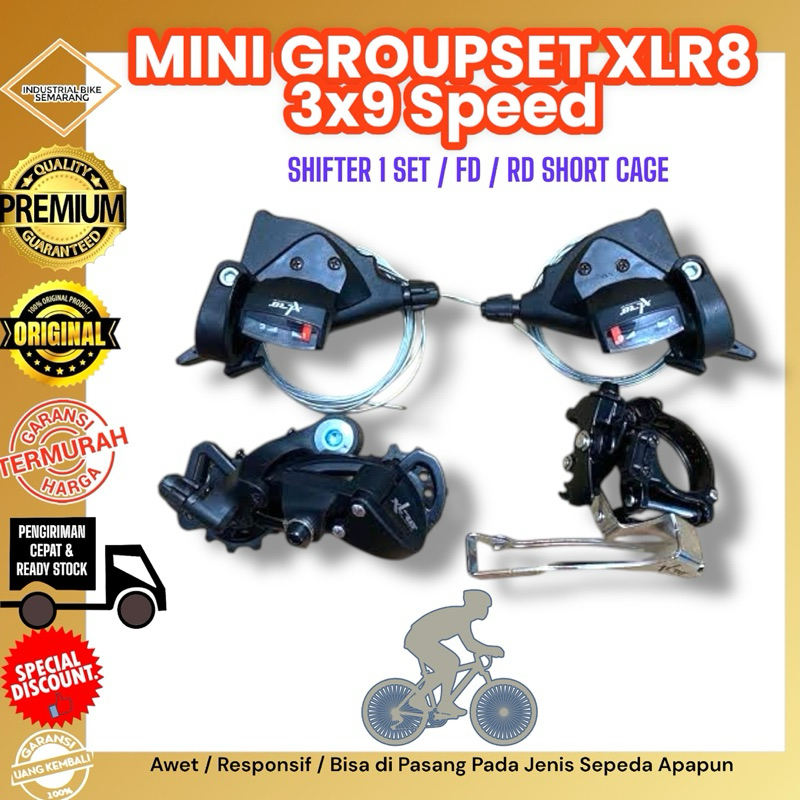 Mini Groupset Sepeda 3 x 9 Speed Shifter 3sp 9sp FD RD Short Cage 3x9 Speed Universal Segala Sepeda