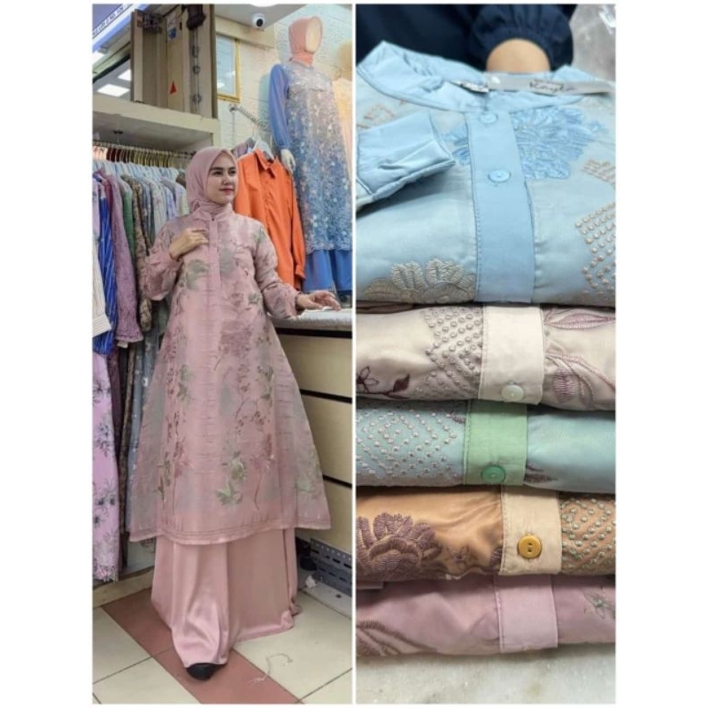 Gamis Exclusive organza milky bordir mix armanisilk ori By Edness Kayla